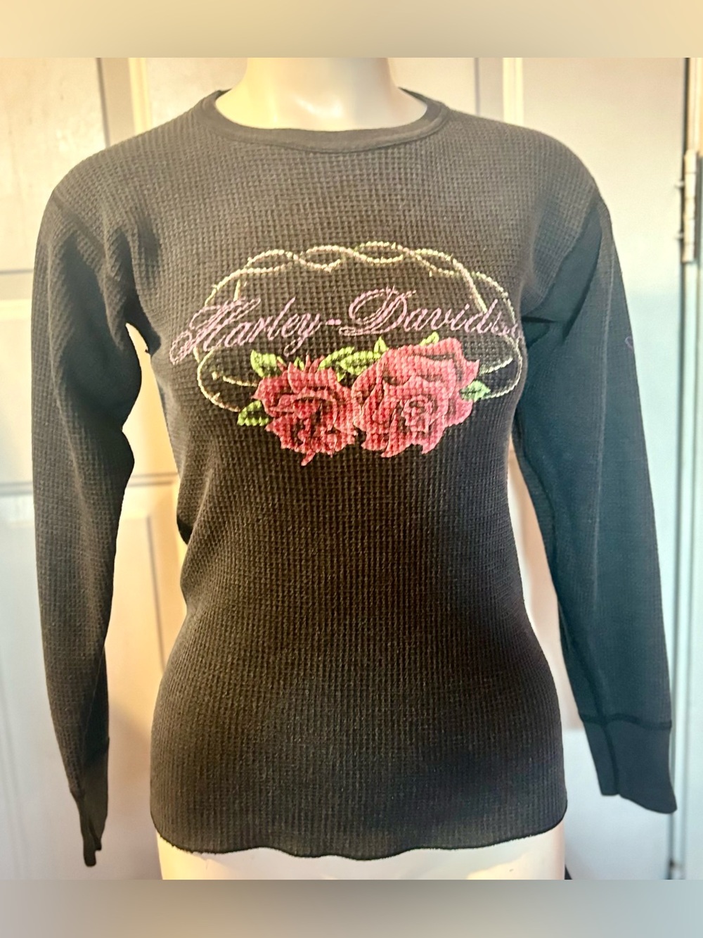 Vintage Harley-Davidson Women's Long Sleeve Thermal T-Shirt size Large